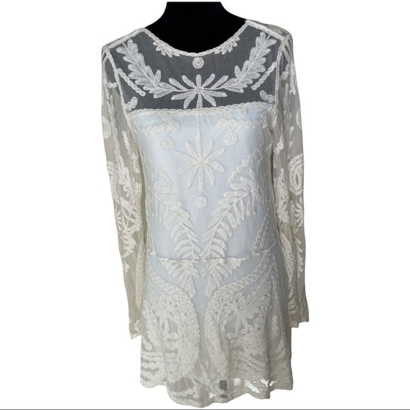 Tokyo Darling Cream Colored Lace Dress Long Sleeve Size XS - Picture 2 of 10